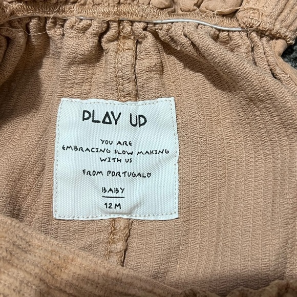 Play Up Organic Cotton Overalls 12 Months Corduroy Peach Snap - Picture 8 of 9